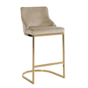 Taburete de bar Bolton terciopelo caqui / ignífugo dorado (Quartz Khaki 903)