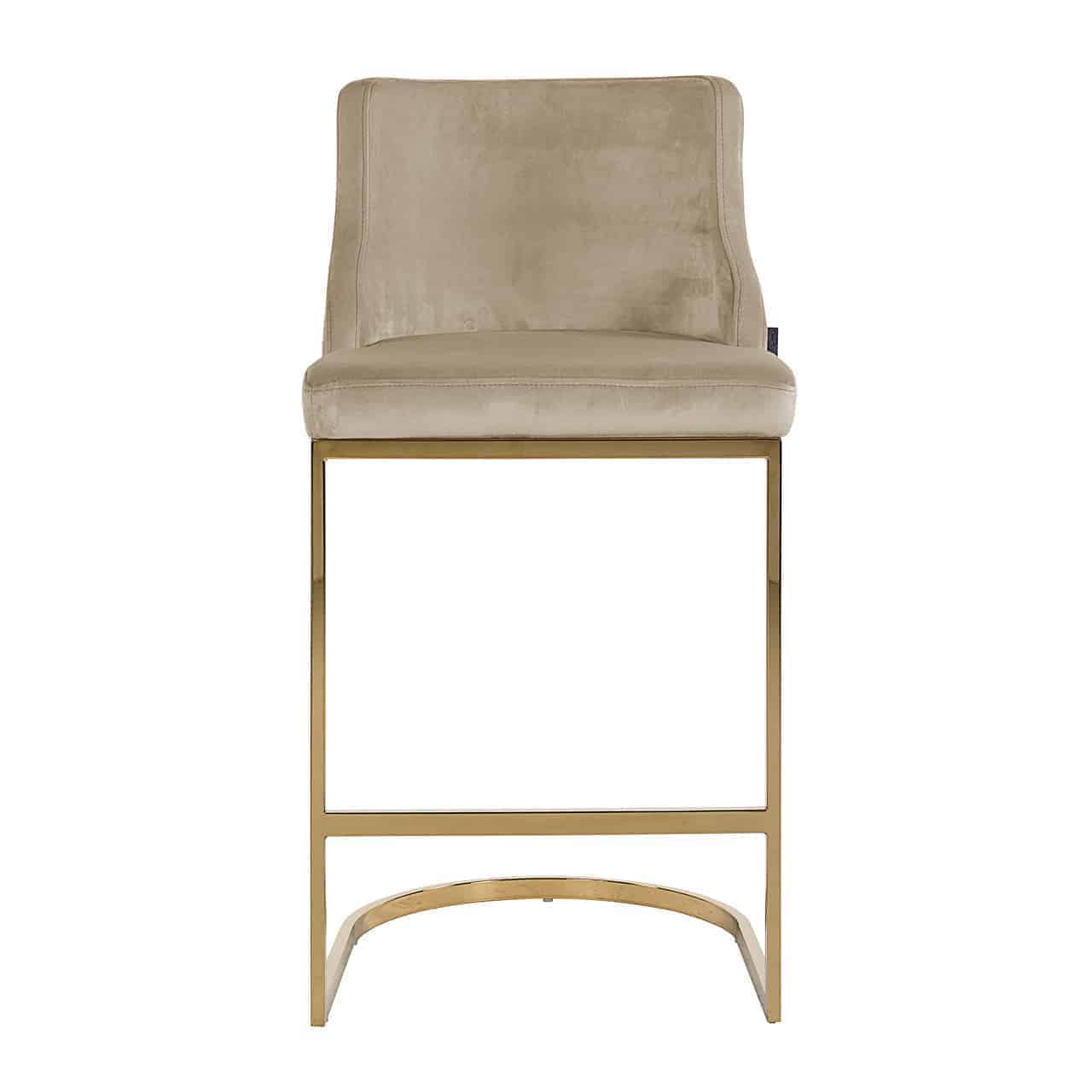 Taburete de bar Bolton terciopelo caqui / ignífugo dorado (Quartz Khaki 903)