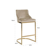 Taburete de bar Bolton terciopelo caqui / ignífugo dorado (Quartz Khaki 903)