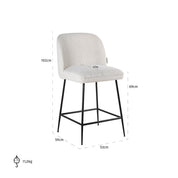 Counter stool Pullitzer white bouclé / black (Copenhagen 900 Bouclé White)