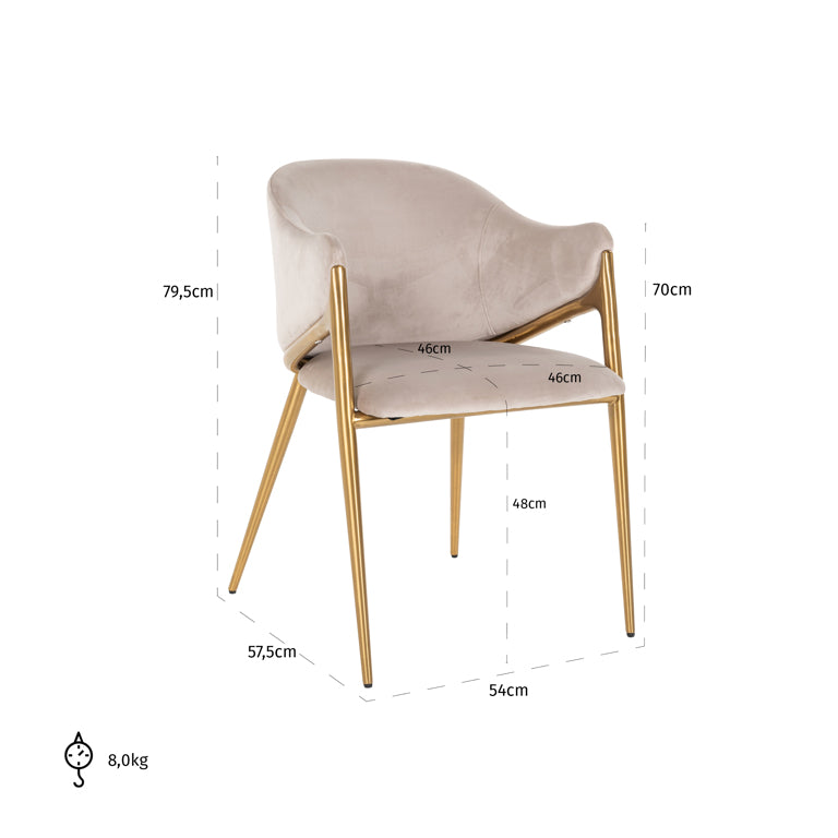 Silla Gwen terciopelo caqui ignífugo (FR-Quartz 903 Khaki)