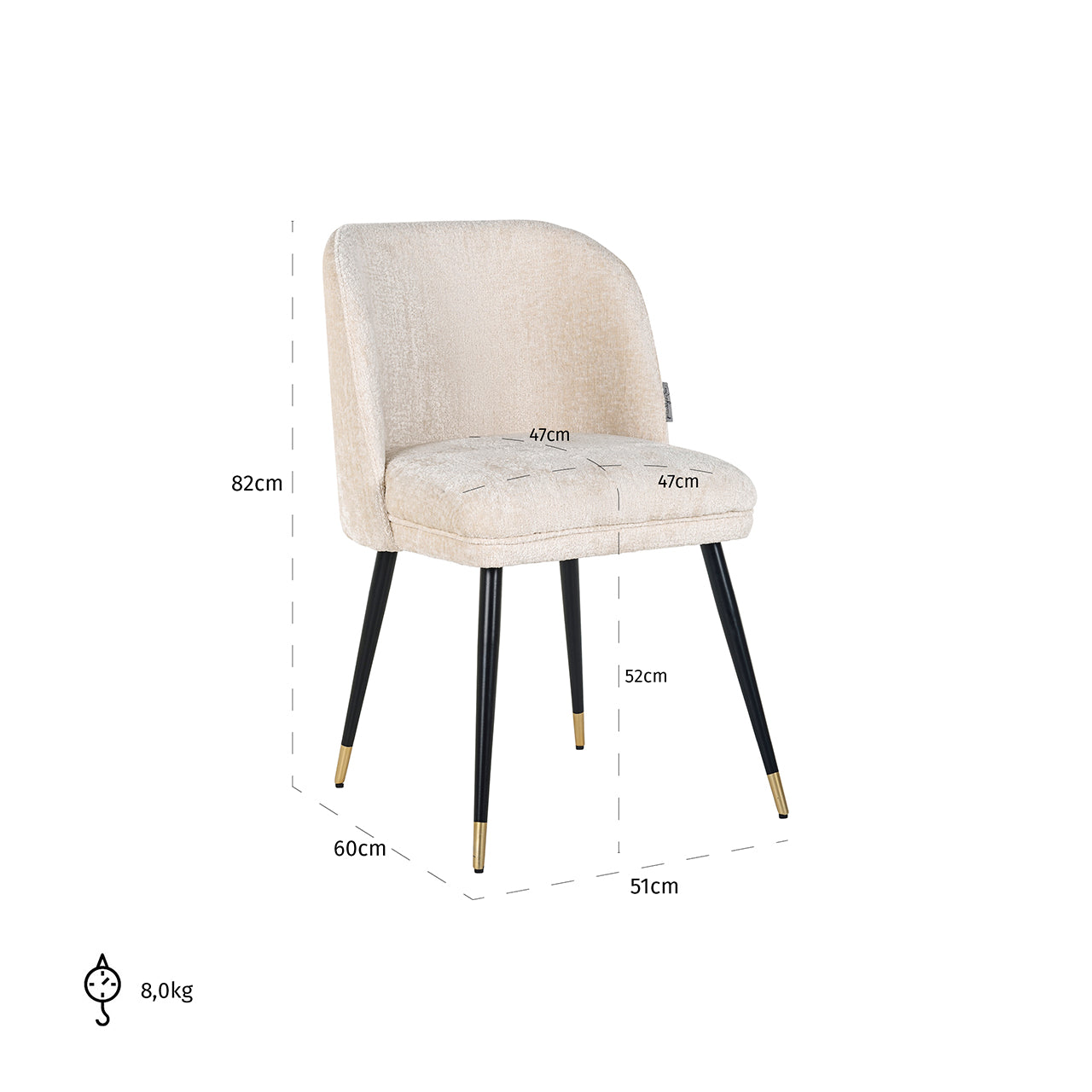 Silla Alicia chenilla blanca ignífuga (FR-Bergen 900 chenilla blanca)