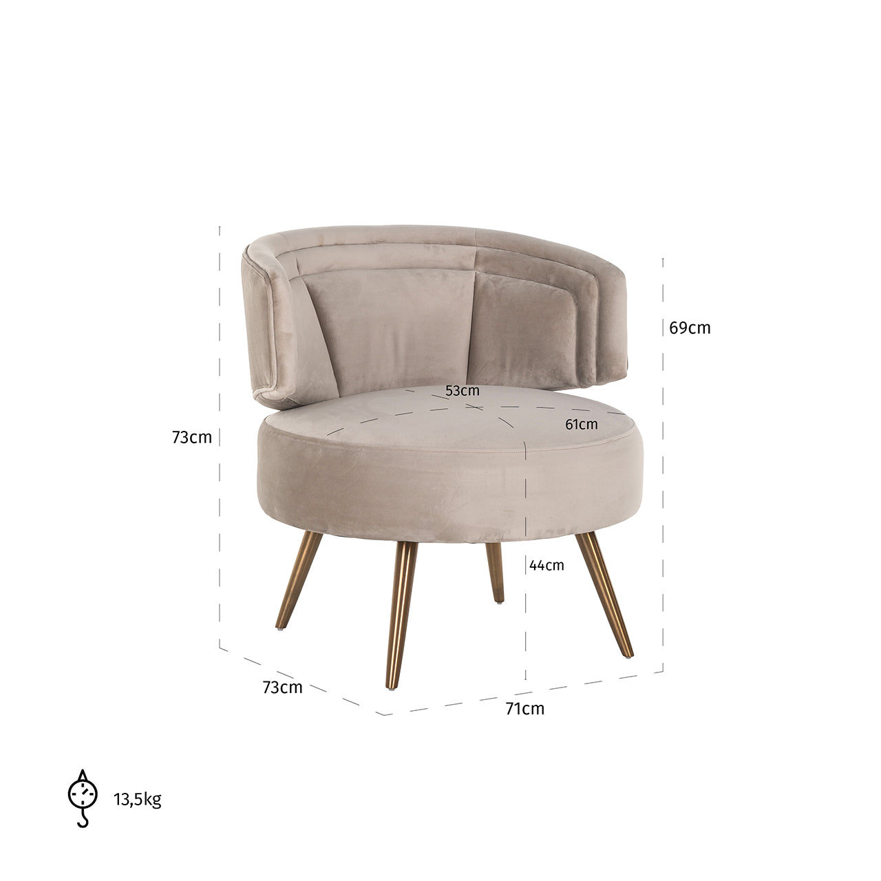 Sillón de terciopelo color caqui avellana ignífugo (FR-Quartz 903 Caqui)