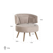 Sillón de terciopelo color caqui avellana ignífugo (FR-Quartz 903 Caqui)