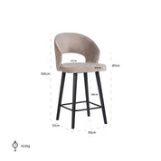 Counter stool Savoy khaki velvet (Quartz Khaki 903)