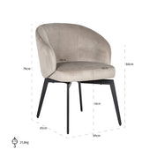 Silla Amphara terciopelo caqui ignífuga (FR-Quartz 903 Caqui)