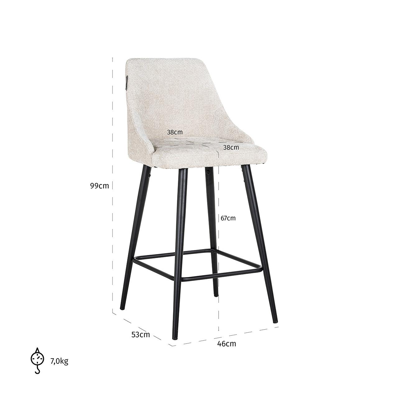 Counter stool Brooke cream unicorn (set of 2) (Unicorn 11 cream)