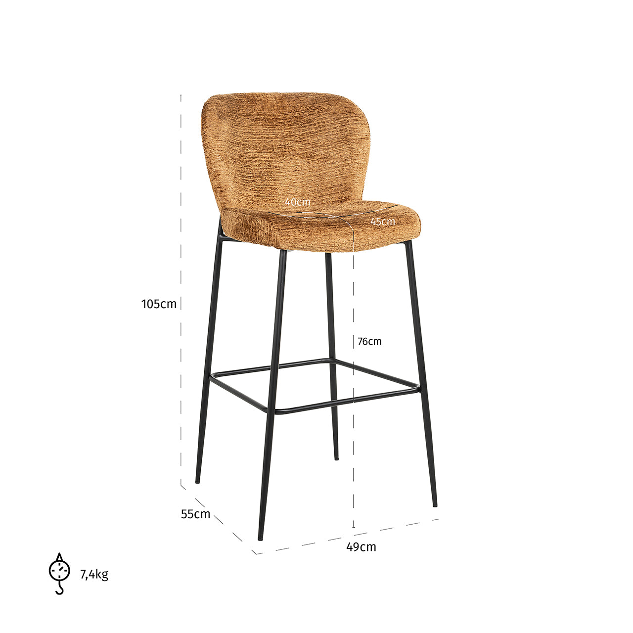 Taburete de bar Darby cognac fusion (Fusion cognac 28)