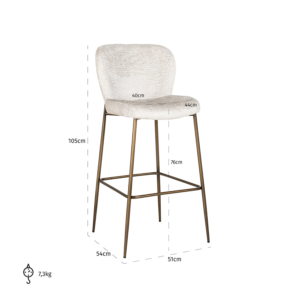Bar stool Darby cream fusion (Fusion cream 02)