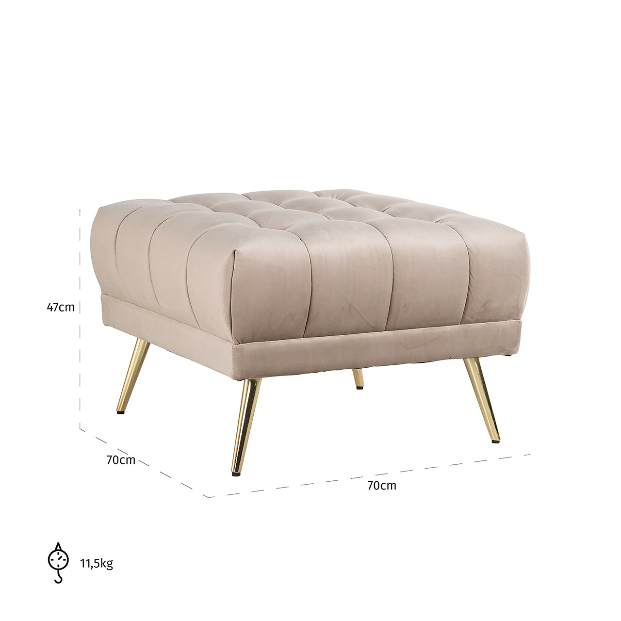 Puf Huxley terciopelo caqui (Quartz Khaki 903)