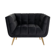 Lounge chair Huxley Antraciet velvet / Brushed gold (Quartz Antraciet 801)