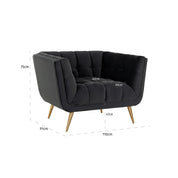 Lounge chair Huxley Antraciet velvet / Brushed gold (Quartz Antraciet 801)