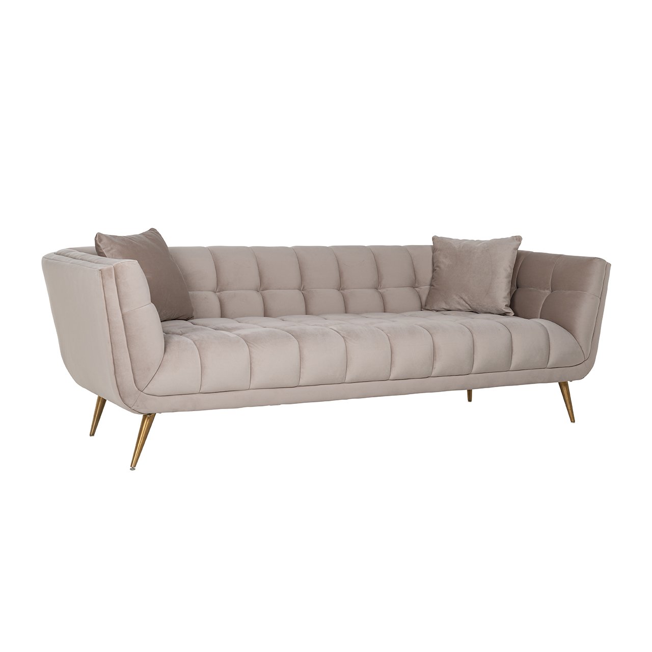 Sofá Huxley Terciopelo Caqui / Oro cepillado (Quartz Khaki 903)