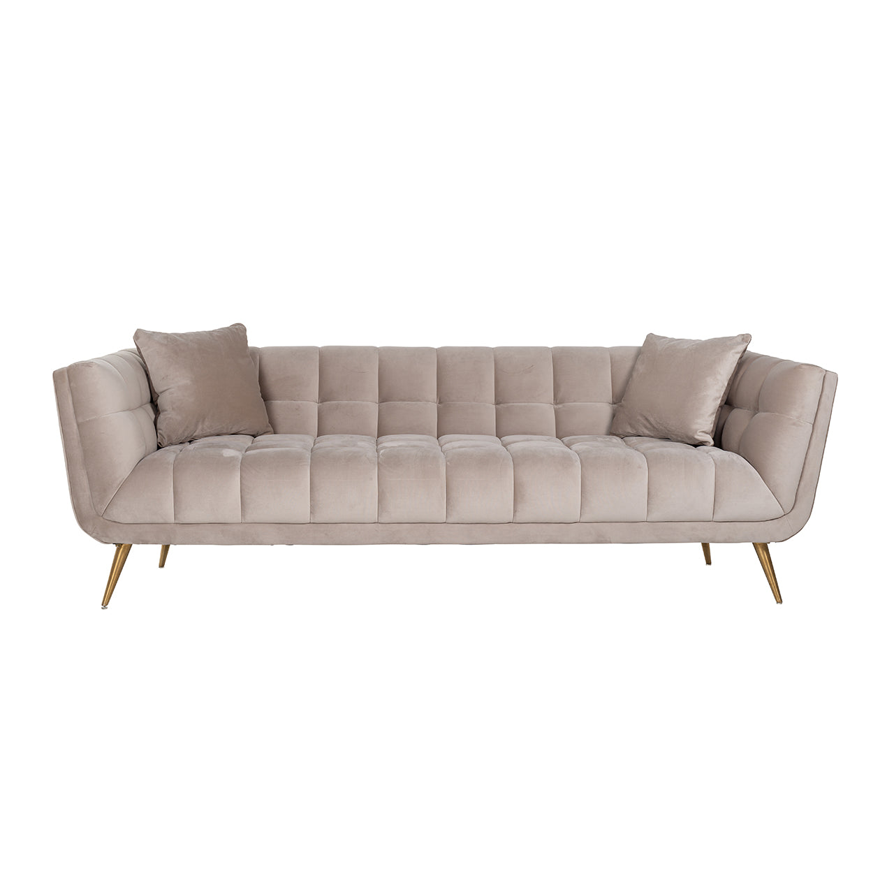 Sofá Huxley Terciopelo Caqui / Oro cepillado (Quartz Khaki 903)
