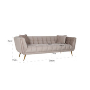 Sofá Huxley Terciopelo Caqui / Oro cepillado (Quartz Khaki 903)